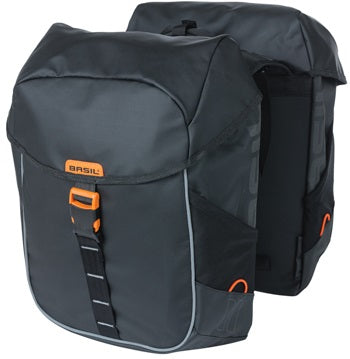 Dubbele fietstas Basil Miles Tarpaulin 34 liter 34 x 16 x 43 cm - zwart/oranje