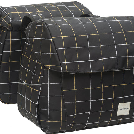 Dubbele fietstas New Looxs Joli Check 37 liter 38 x 30 x 18 cm (2x) - black