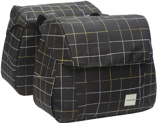 Dubbele fietstas New Looxs Joli Check 37 liter 38 x 30 x 18 cm (2x) - black