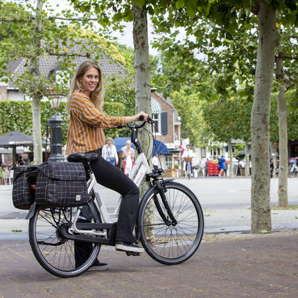 Dubbele fietstas New Looxs Joli Check 37 liter 38 x 30 x 18 cm (2x) - black