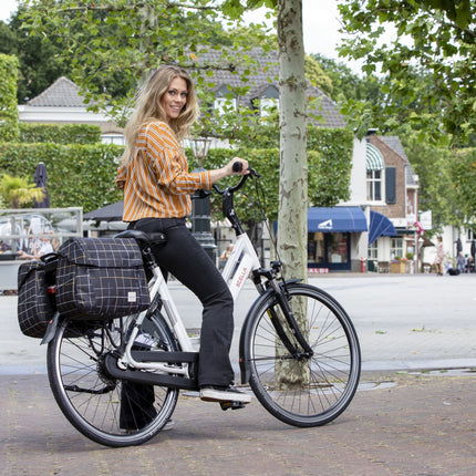 Dubbele fietstas New Looxs Joli Check 37 liter 38 x 30 x 18 cm (2x) - black
