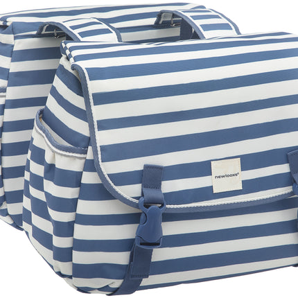 Dubbele fietstas New Looxs Joli Double 34 liter 38 x 29 x 16 cm (2x) - blue stripe