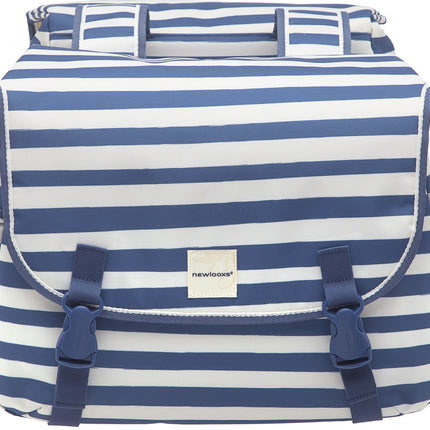 Dubbele fietstas New Looxs Joli Double 34 liter 38 x 29 x 16 cm (2x) - blue stripe