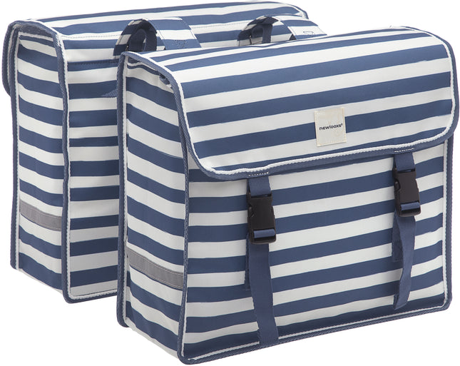 Dubbele fietstas New Looxs Fiori Double 30 liter 37 x 33 x 12,5 cm (x2) - blue stripe