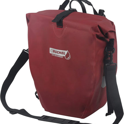 Enkele fietstas Büchel 100% waterdicht 25,4 liter - merlot