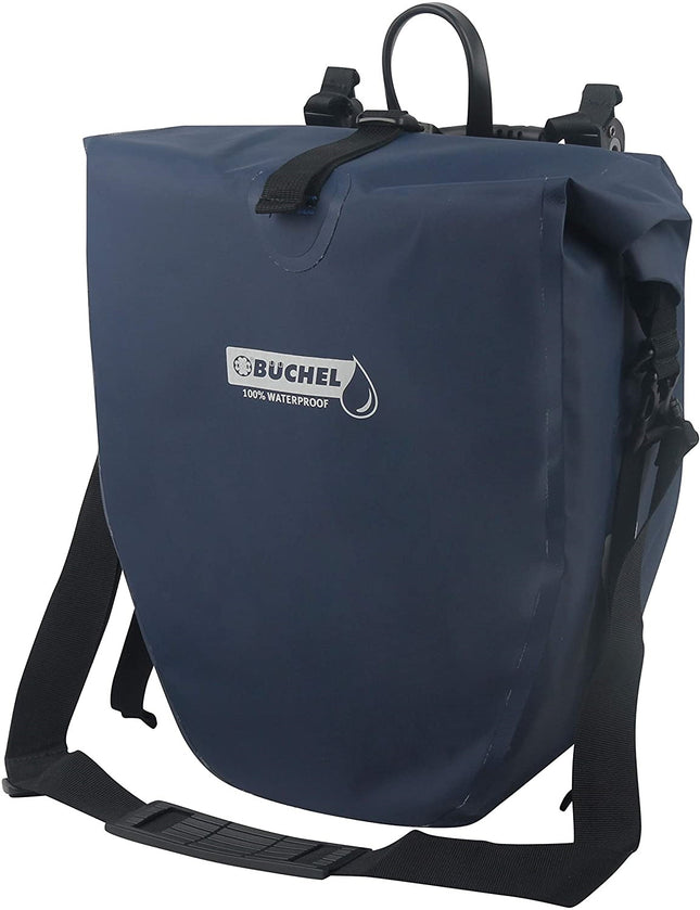 Enkele fietstas Büchel 100% waterdicht 25,4 liter - donkerblauw