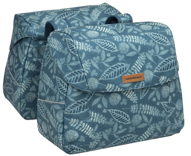 Dubbele fietstas New Looxs Joli Forest 37 liter 38 x 18 x 30 cm (2x) - blauw