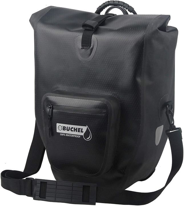 Enkele fietstas Büchel 100% premium waterdicht 25,4 liter - zwart