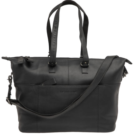 Fietstas New Looxs Verla 21 liter 34 x 18 x 44cm - gemaakt van luxe leer - zwart