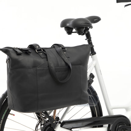 Fietstas New Looxs Verla 21 liter 34 x 18 x 44cm - gemaakt van luxe leer - zwart - afbeelding 4