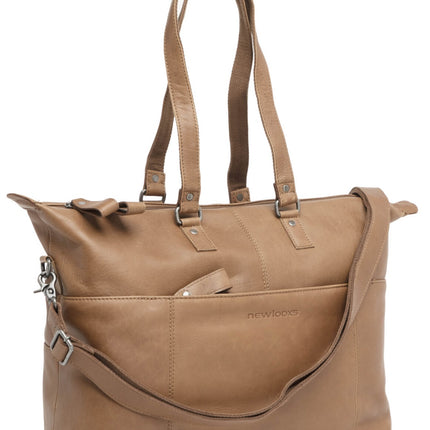 Fietstas New Looxs Verla 21 liter 34 x 18 x 44cm - gemaakt van luxe leer - cognac