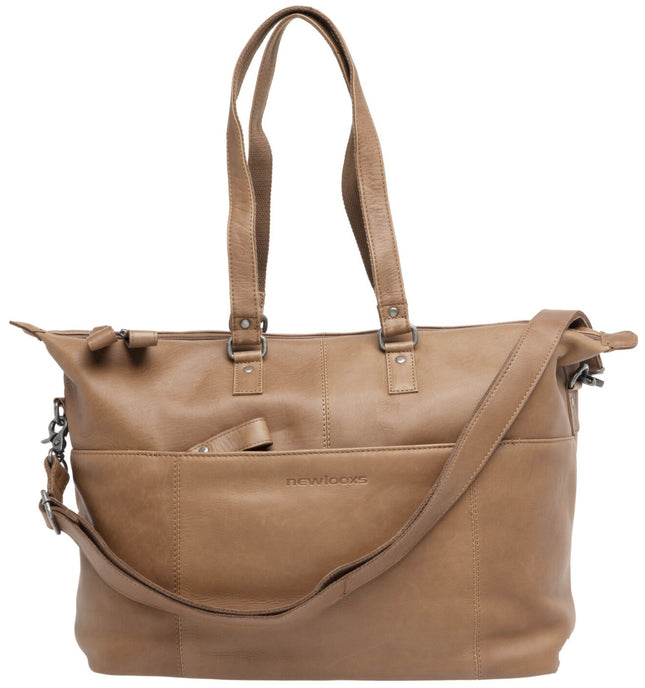 Fietstas New Looxs Verla 21 liter 34 x 18 x 44cm - gemaakt van luxe leer - cognac - afbeelding 2