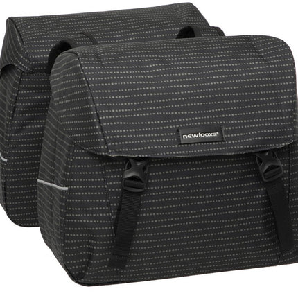 Dubbele fietstas New Looxs Alba Double Bamboo 42 liter 37 x 17 x 37cm (2x) - zwart