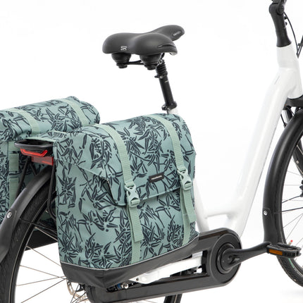 Dubbele fietstas New Looxs Alba Double Bamboo 42 liter 37 x 17 x 37cm (2x) - green
