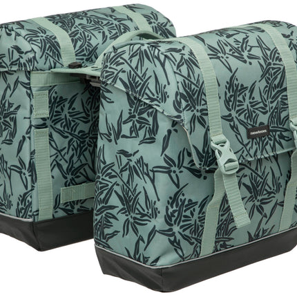 Dubbele fietstas New Looxs Alba Double MIK Bamboo 42 liter 37 x 17 x 37cm (x2) - groen