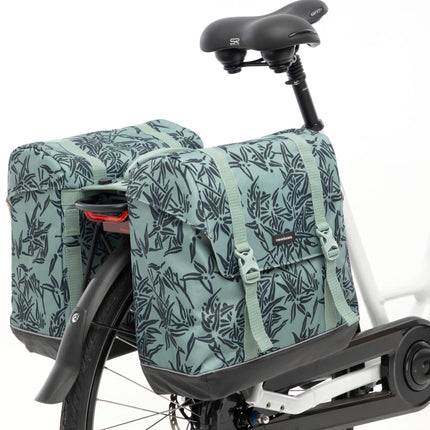 Dubbele fietstas New Looxs Alba Double MIK Bamboo 42 liter 37 x 17 x 37cm (x2) - groen