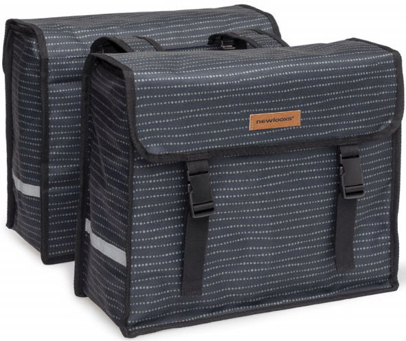 Dubbele fietstas New Looxs Fiori Double Nomi 30 liter 37 x 33 x 12,5 cm (x2) - zwart