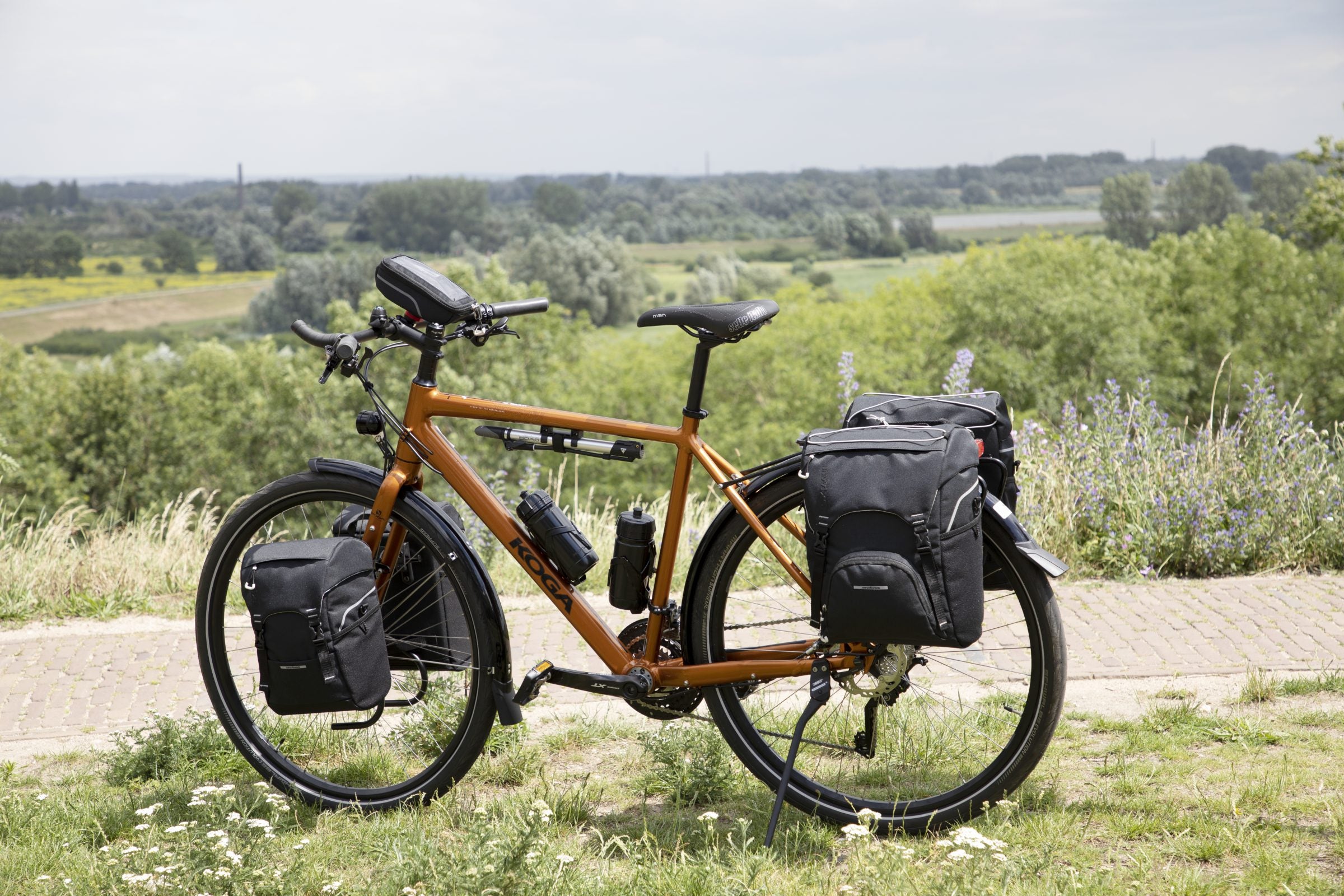 Dubbele fietstas New Looxs Sports Double Racktime 2.0 32 liter - 29 x 16 x 39 cm (x2) - zwart/grijs
