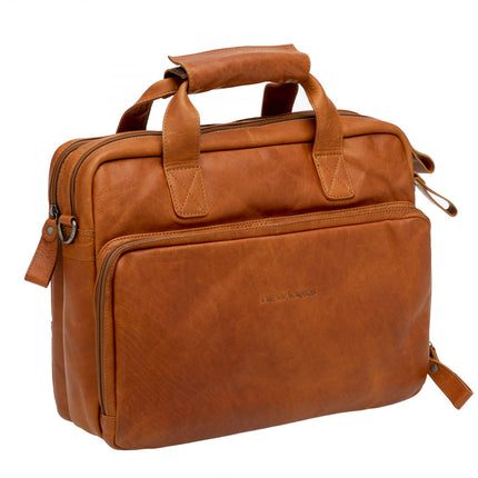 Fietstas New Looxs Cali 17 liter 40 x 15 x 31 cm - gemaakt van luxe leder - cognac
