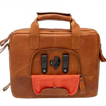 Fietstas New Looxs Cali 17 liter 40 x 15 x 31 cm - gemaakt van luxe leder - cognac - afbeelding 2