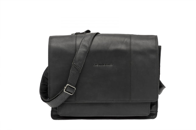 Fietstas New Looxs Fellini 18 liter 40 x 15 x 32 cm - gemaakt van luxe leder - zwart