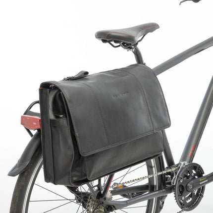 Fietstas New Looxs Fellini 18 liter 40 x 15 x 32 cm - gemaakt van luxe leder - zwart - afbeelding 3