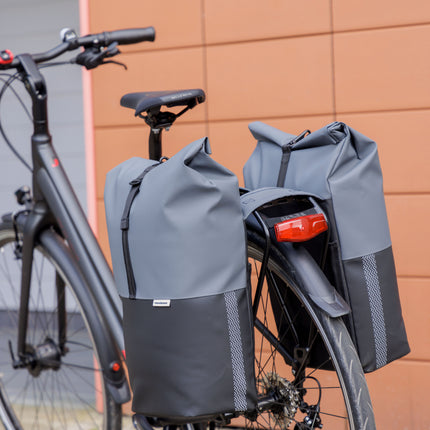 Dubbele fietstas New Looxs Nyborg 34 liter - 30 x 17 x 37cm (x2) - donkergrijs/zwart
