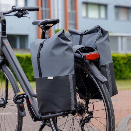 Dubbele fietstas New Looxs Nyborg 34 liter - 30 x 17 x 37cm (x2) - donkergrijs/zwart - afbeelding 3