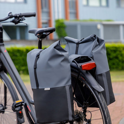 Dubbele fietstas New Looxs Nyborg 34 liter - 30 x 17 x 37cm (x2) - donkergrijs/zwart - afbeelding 6