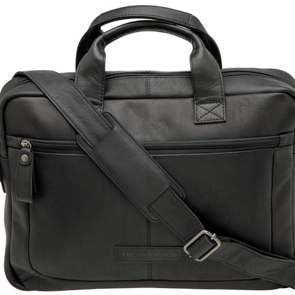 Laptoptas New Looxs Luko 7.5 liter - 42 x 6 x 30 cm - gemaakt van luxe leder - zwart