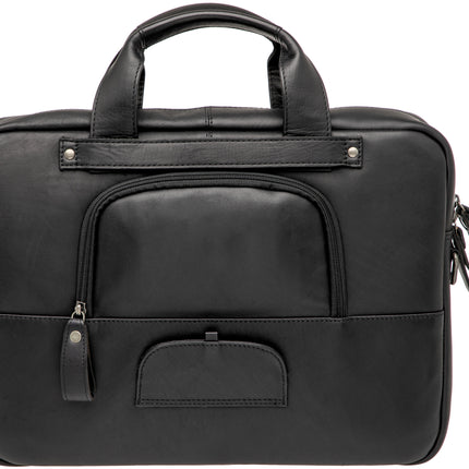 Laptoptas New Looxs Luko 7.5 liter - 42 x 6 x 30 cm - gemaakt van luxe leder - zwart - afbeelding 2