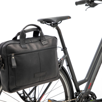 Laptoptas New Looxs Luko 7.5 liter - 42 x 6 x 30 cm - gemaakt van luxe leder - zwart - afbeelding 4