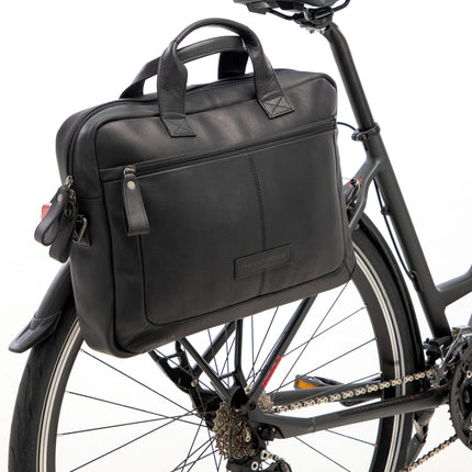 Laptoptas New Looxs Luko 7.5 liter - 42 x 6 x 30 cm - gemaakt van luxe leder - zwart - afbeelding 5