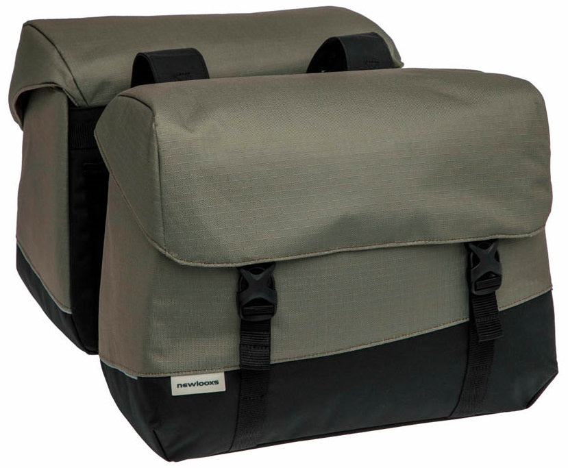 Dubbele fietstas New Looxs Joli 37 liter 38 x 18 x 29 cm (2x) - olijf/geel