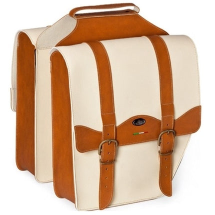 Dubbele fietstas Monte Grappa 'Cruiser-Vintage' skai leer - creme/cognac