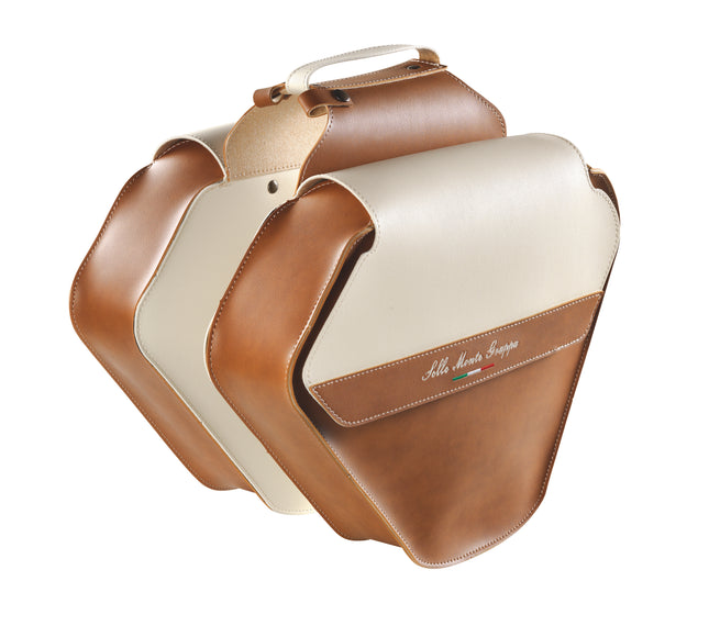 Dubbele fietstas Monte Grappa Fashion leer - cognac/creme