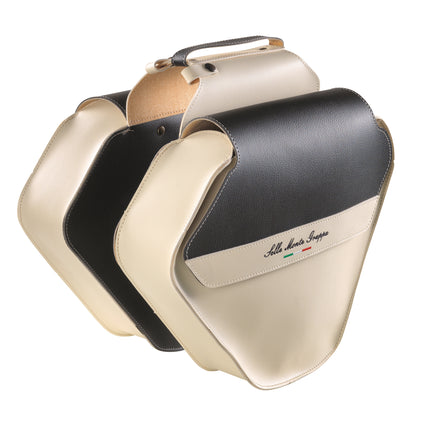 Dubbele fietstas Monte Grappa Fashion leer - creme/zwart