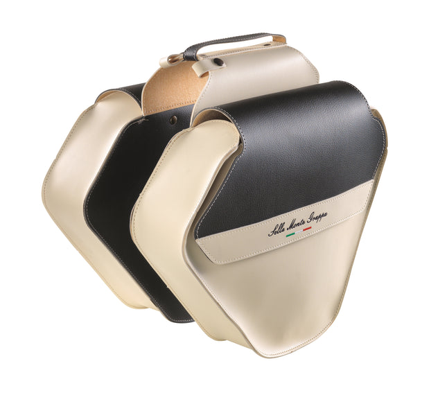 Dubbele fietstas Monte Grappa Fashion leer - creme/zwart