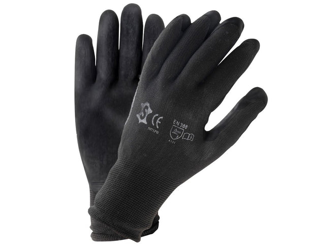 Montagehandschoen werkplaats polyester met PU-coating M - zwart