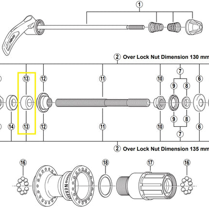 Entretoise gauche Shimano 8 mm