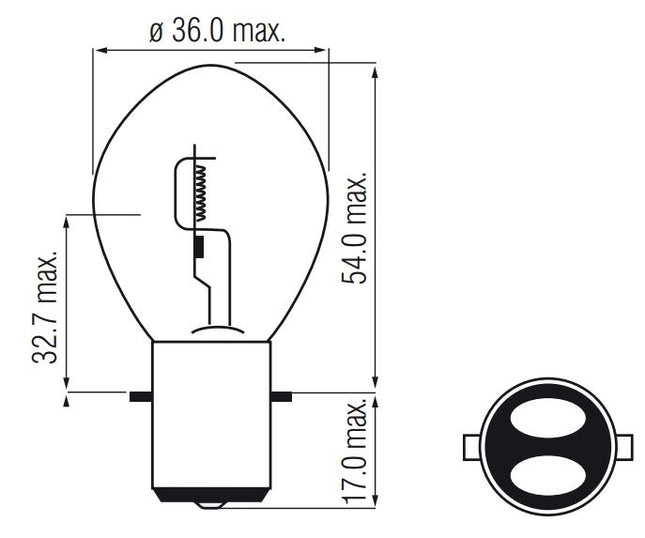 Lamp 12V-35/35W BA20D - afbeelding 2