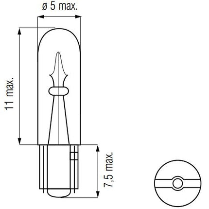 Lamp 12V-1.2W Wedge T5 Oranje