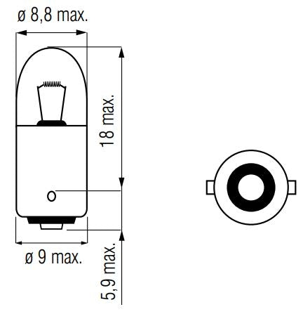 Lamp 12V-4W BA9S - afbeelding 2