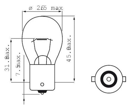 Lamp 12V-10W BA15S Chroom (Mirror)