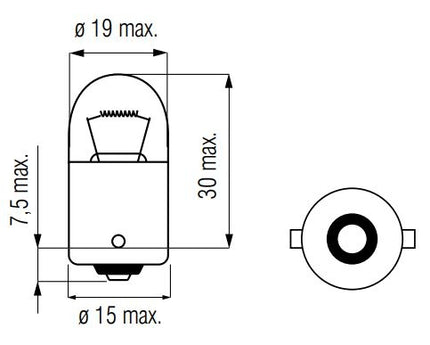Lamp 12V-10W BA15S oranje