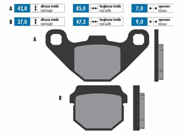 jeu de plaquettes de frein polini aprilia, derbi, gilera, rieju, sherco , ludix, nrg power, rush, speedfight, stalker, tgb, viva 174.0074