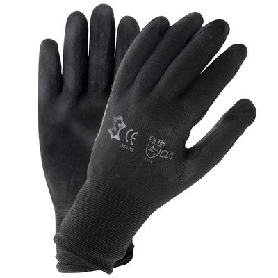 Montagehandschoen werkplaats XXL polyester met PU-coating - zwart