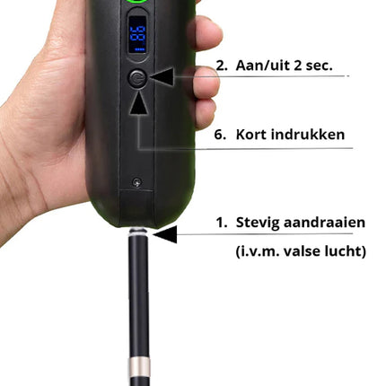 Elektrische accu fietspomp Hendries Cycplus A3 MK2 - zwart