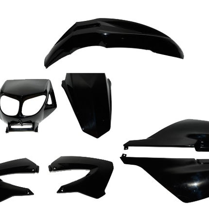 plaatwerkset DMP standaard model derbi zwart glans 7-delig senda x-race, senda x-treme, senda