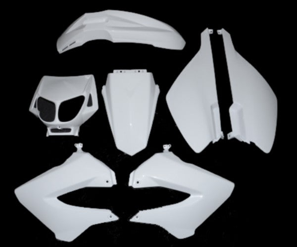 Kit carénage DMP modèle standard Derbi blanc 7 pièces Senda X-Race, Senda X-Treme, Senda
